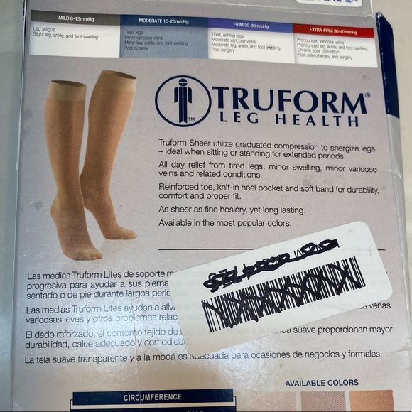 Truform Women's Compression Stockings,Truform Leg Health Lite Ladies Sheer Knee - Picture 2 of 3